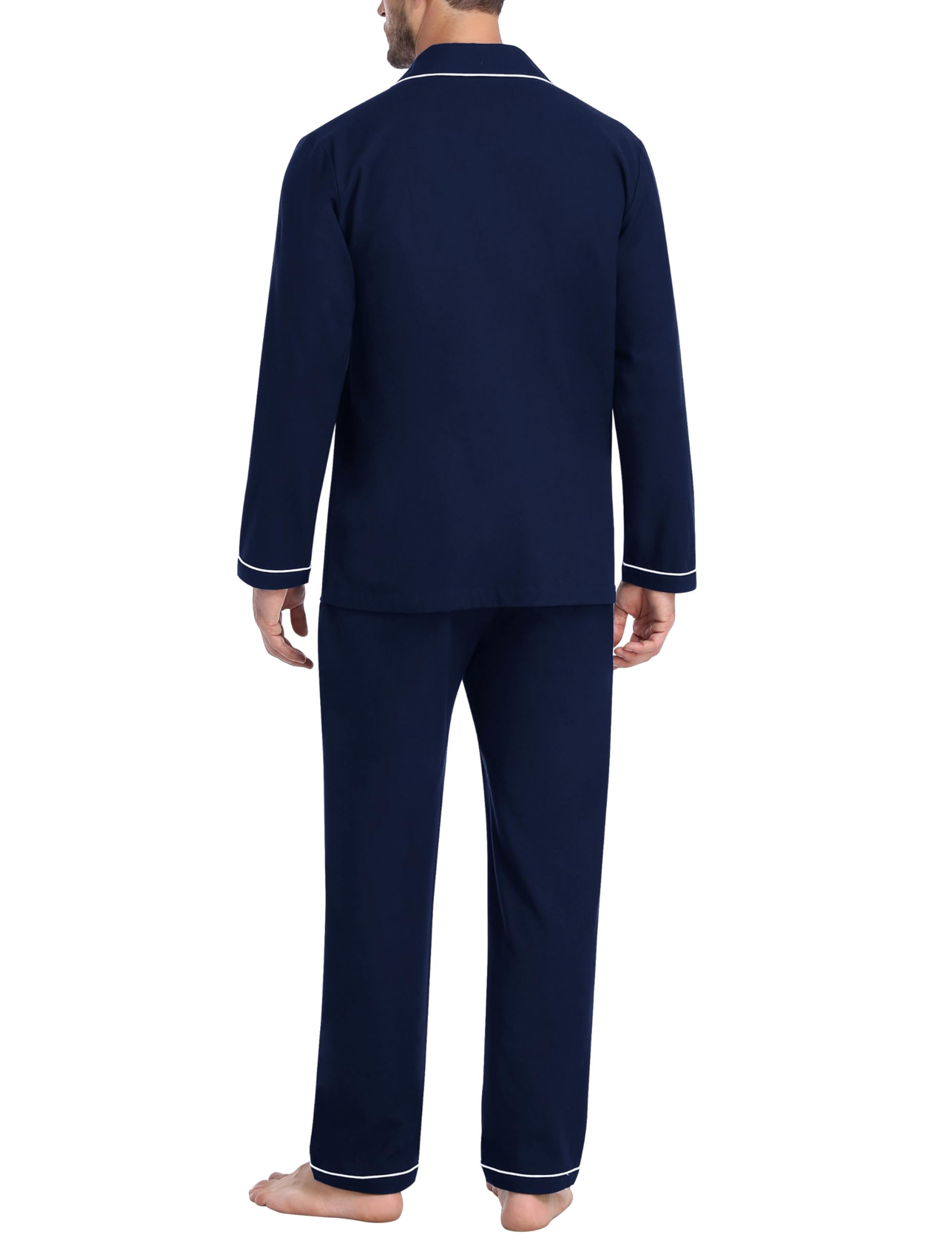 MoFiz Pyjama Homme Hiver Coton Ensembles de Pyjama Boutonné Devant Manches Longues Chaud Vêtements De Nuit à Carreaux Hauts de Pyjama et Bas de Pyjama avec Poches