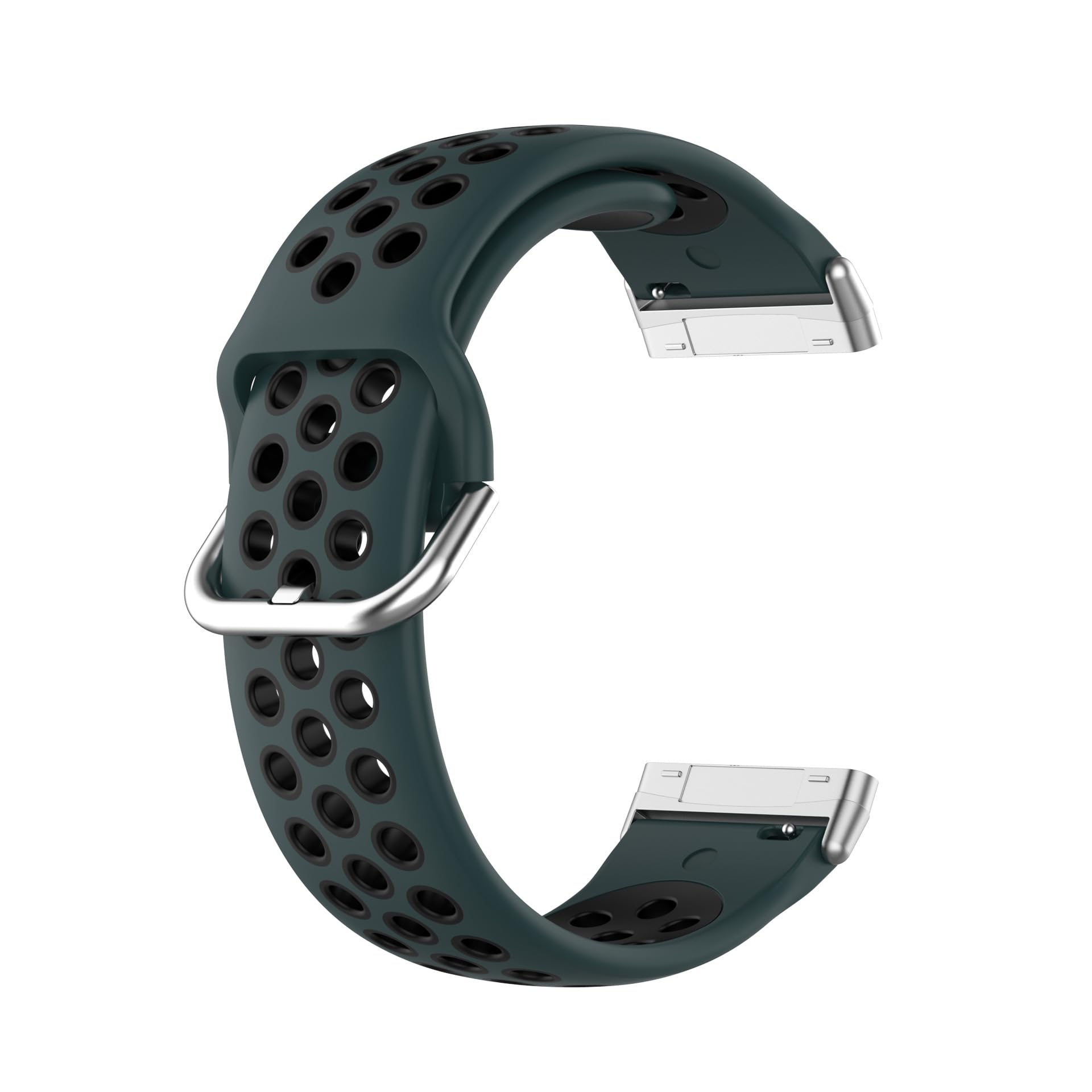Panda Bobo for Fitbit Versa 4/Versa 3/Sense/Sense 2 Watch Silicone Sports Replacement Breathable Band Strap (Dark Green+Black) — image 1