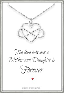 Sterling Silver Infinity Heart Necklace, The Love Between Mother and Daughter is Forever, Mother of the Bride Gift, Mother Daughter Necklace, Mother's Day Gift Necklace, 18 inches with extender