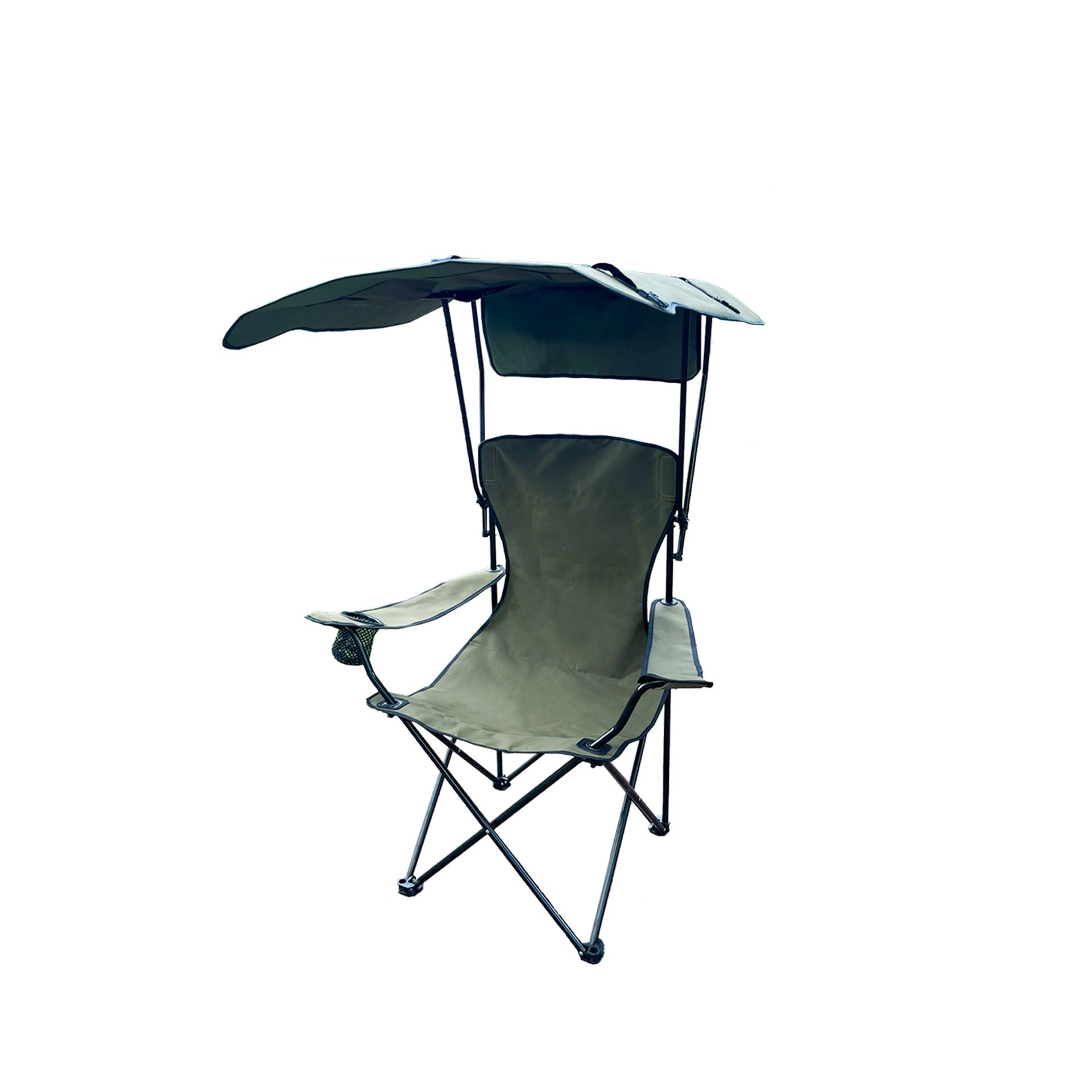 Portable Folding Camping Chairs with Canopy Shade, Beach Chair for Adults, Durable Weather Resistant Oxford Cloth, Camping Chair with Canopy for Outdoors (Army Green)