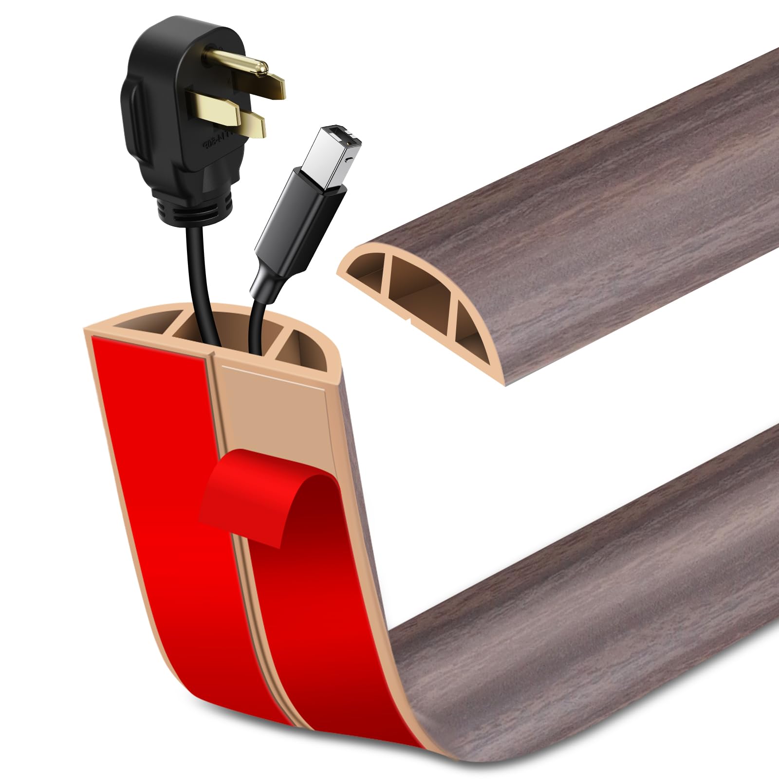 Floor Cord Cover Self Adhesive Cord Hider Floor Extension Cord Covers for Floor Power Cord Protector Cable Management Prevent Cable Trips Cable Cavity