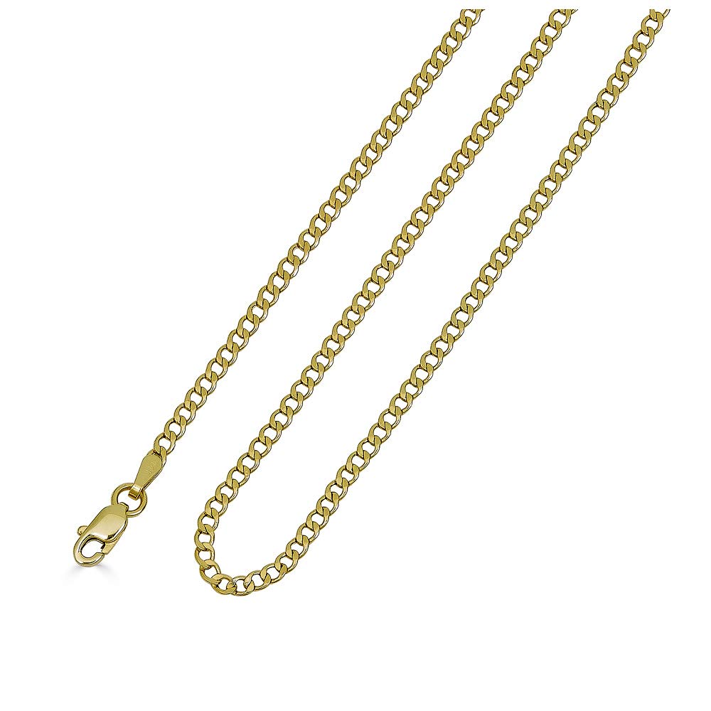 Vesa Jewels10K Dainty Thin Yellow Gold Italian Cuban Curb Chain Necklace 2.2MM Pure 10 Karat Gold Necklace, 16''-30’' Men Women Unisex 10k Cuban Curb Chain Necklace