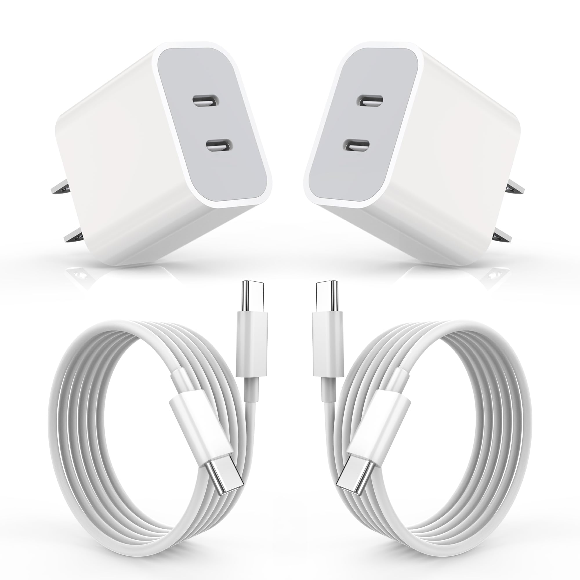 iPhone 16 Charger,USB C Charger Fast Charging,2Pack Dual Type-C Port PD Charging Block iPhone 15 Adapter with 2Pack USBC to USBC Cable,Fast Charging for iPhone 16/16 Pro/15/15 Pro Max,iPad Pro
