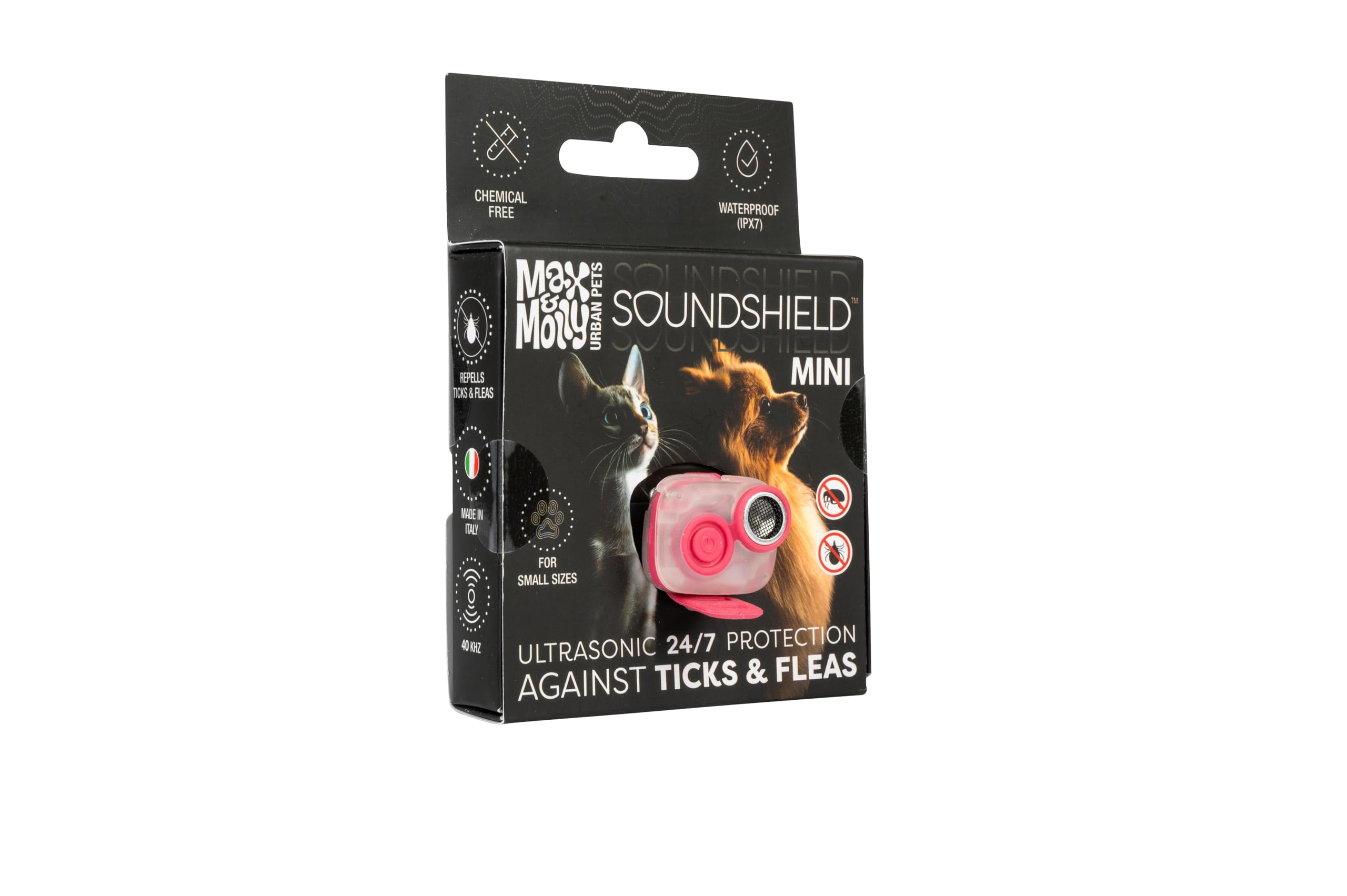 Max & Molly Soundshield MINI – Ultraschall-Clip für Hunde jeder Größe – Rose | geräuschlos & chemiefrei, an Halsband oder Geschirr befestigbar