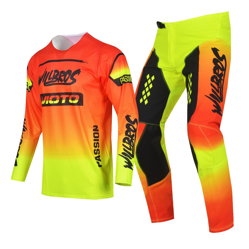 Giovani Completo Maglia e Pantaloni da Motocross e Enduro MX MTB Moto Fuoristrada Corse Bambini Ragazzo