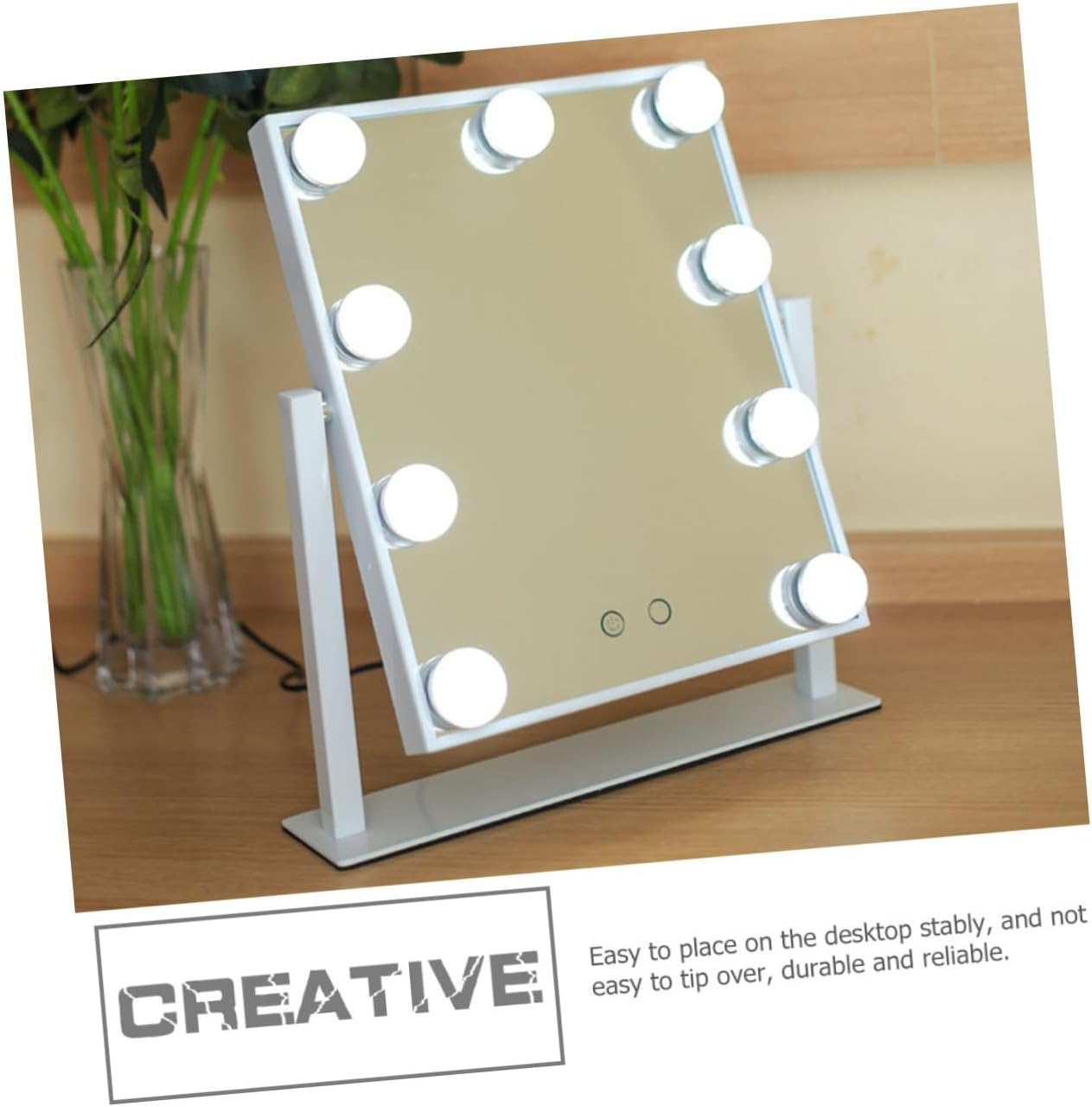 Large LED Makeup Mirror with Light Rechargeable Portable Desktop Vanity Mirror Single-Sided Square Design for Home Use for Girls and Beauty Enthusiasts