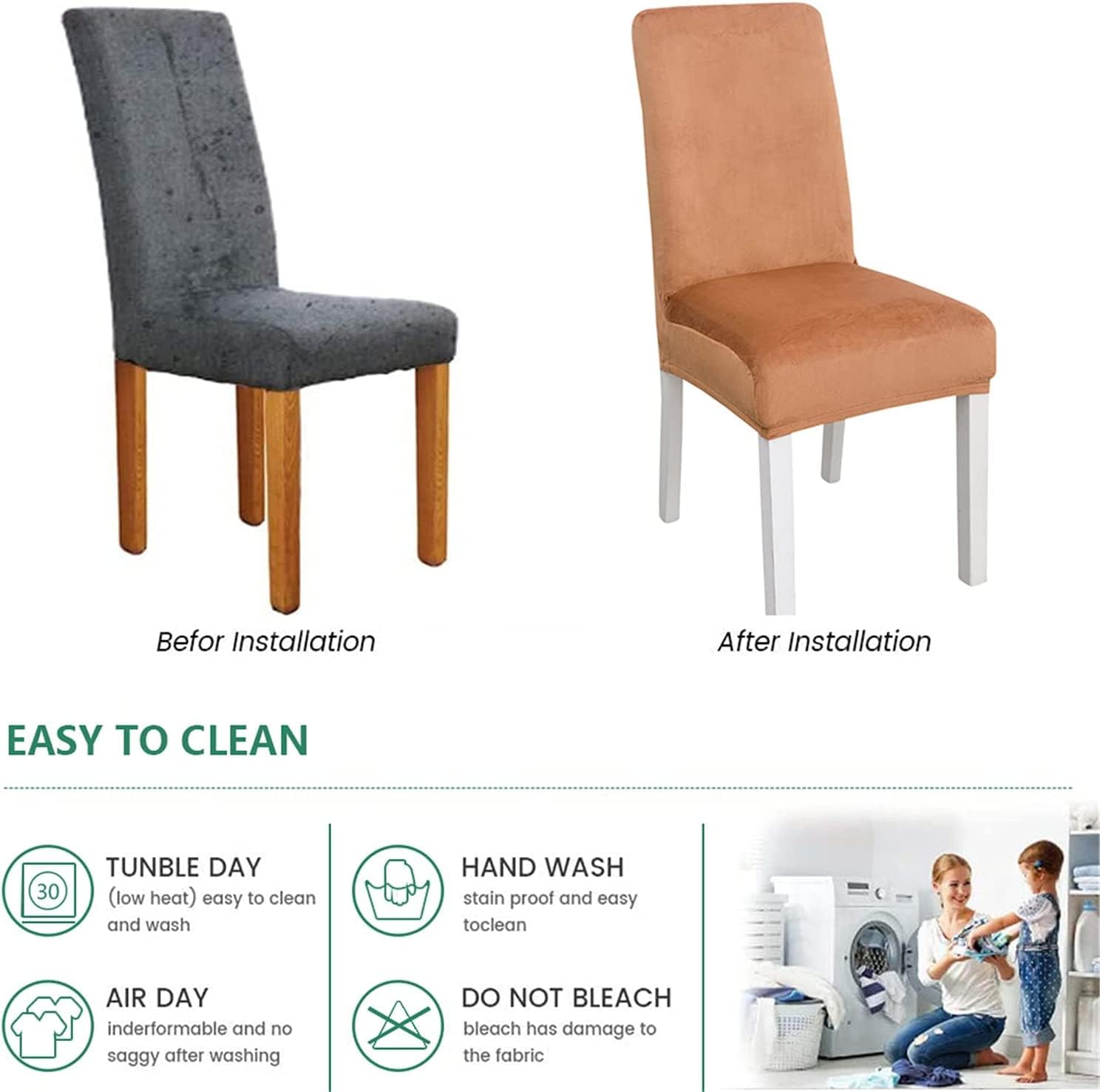 Luxury Dining Chair Slipcovers Velvet Stretch High Back Chair Covers Exquisite Chair Protective Covers for Kitchen Hotel Wedding (Color : Camel, Size : 4 PCS)