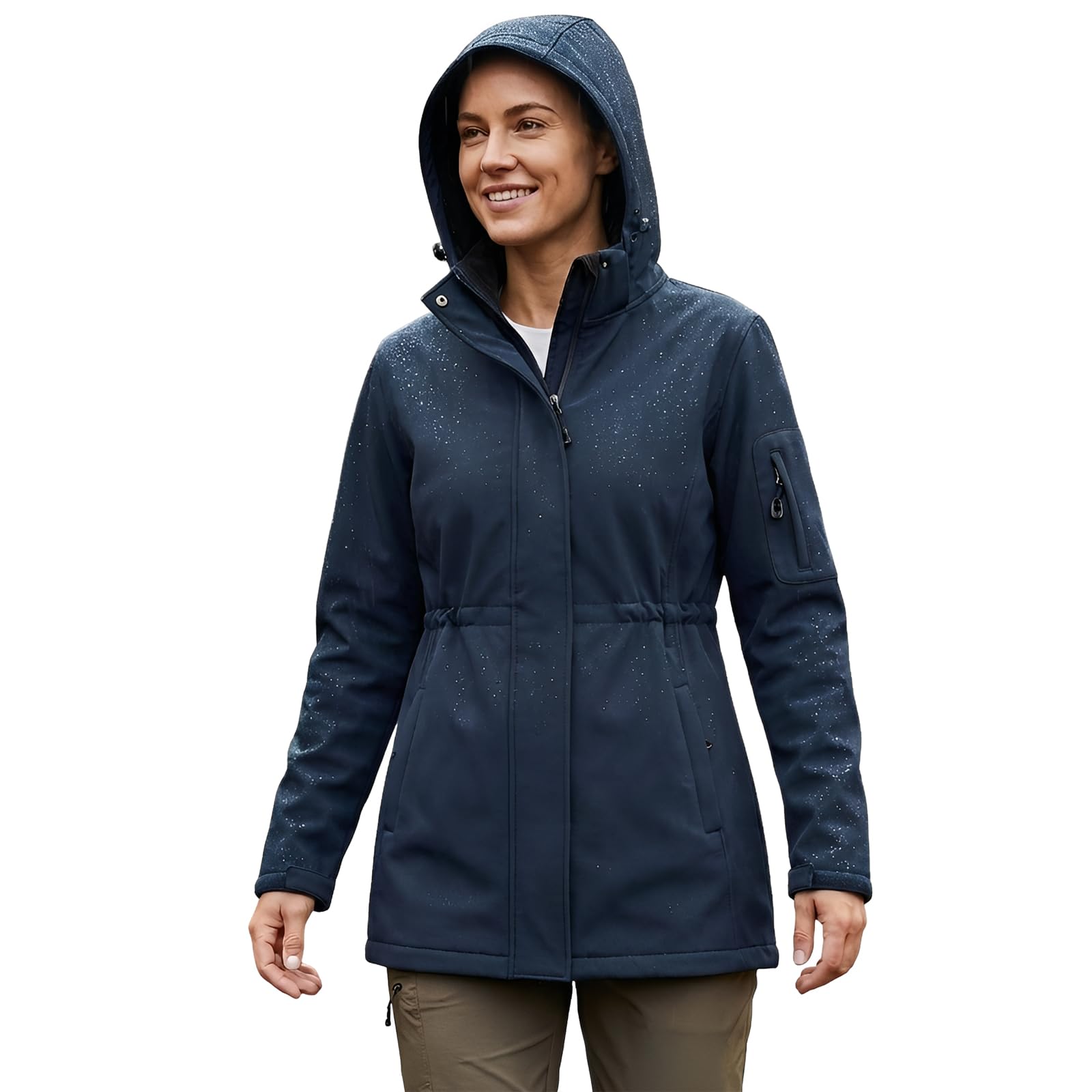 – Women's Waterproof Softshell Jacket Winter Warm Fleece Lined Coats with Hood Rain Jackets