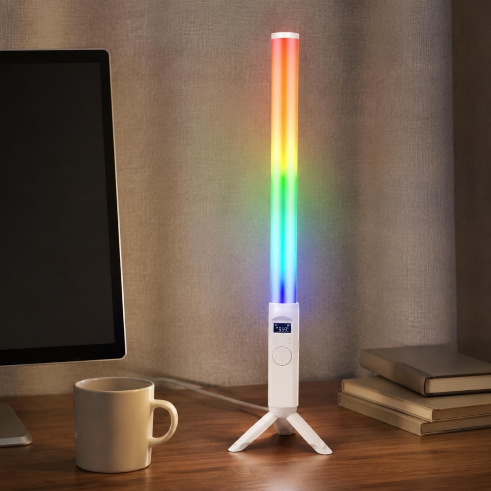 Luz RGB Portátil con Inalámbrico para Iluminación Creativa Fotografía y Batería Recargable 2000mah Acuado para Uso en Interiores y Exteriores, Actualizado con Soporte De Escritorio
