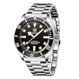 BENYAR Men's Automatic Watch, Stainless Steel Belt One-way Aluminum Bezel Fashion Casual Waterproof Mechanical Watch automatic
