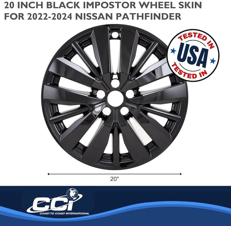Coast to Coast 20" Black Snap-On Wheel Skins - IMP501BLK Fits Nissan Pathfinder [2022-2024] (Black)