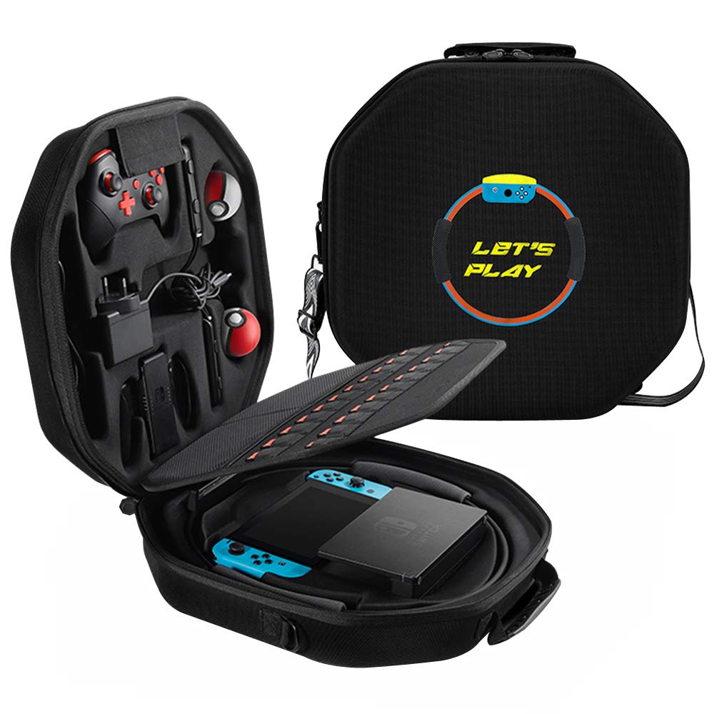 Switch Ring Fit Adventure Carrying Case- YUKI Large Double Side Storage Bag Hard Shell Protective Carry Case Portable Travel Handbag Compatible with Nintendo Switch Ring Fit Adventure Game Accessories