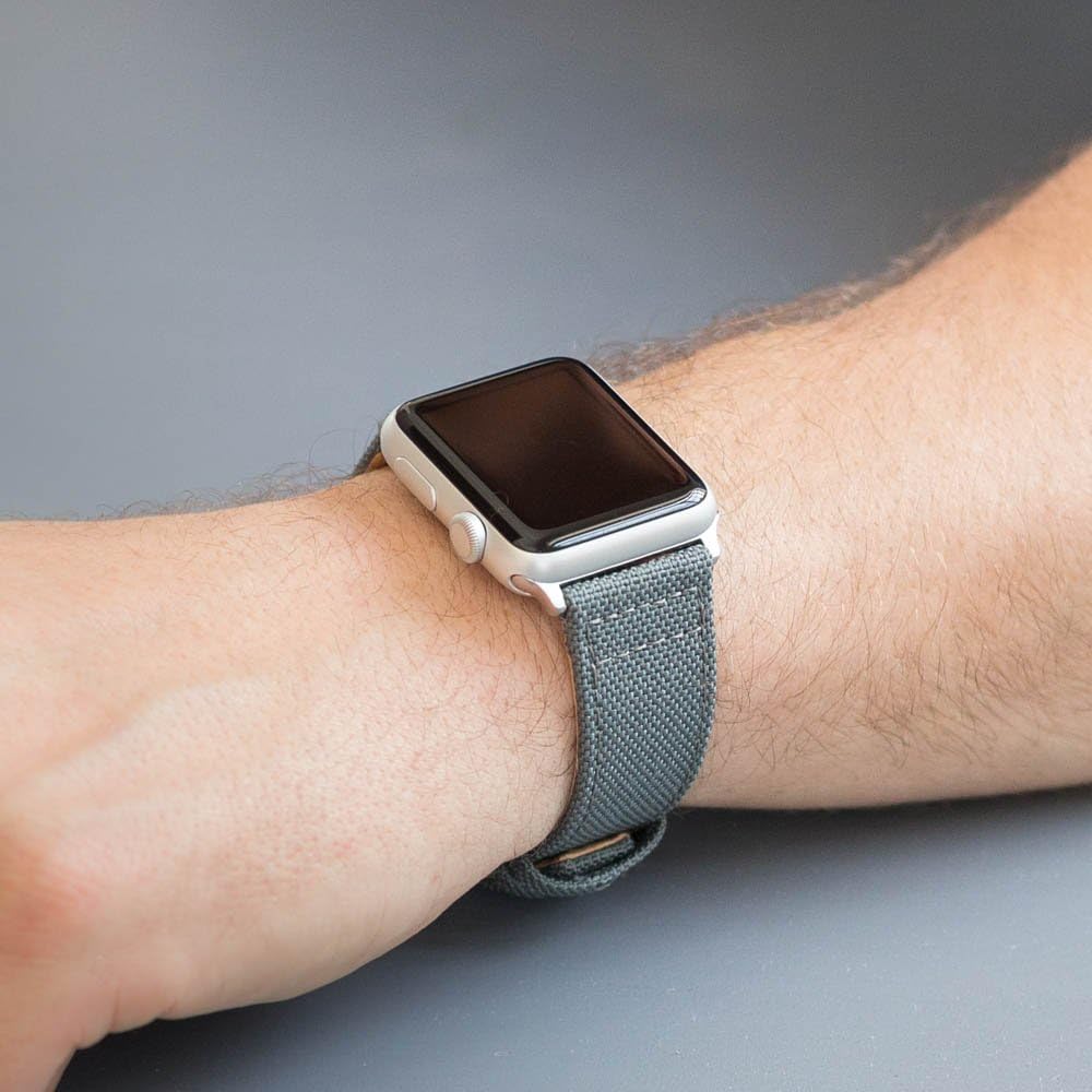 Clockwork Synergy® - Cordura Canvas Leather Watch Band, Quick Release Watch Band Straps compatible for Apple Watch 42mm