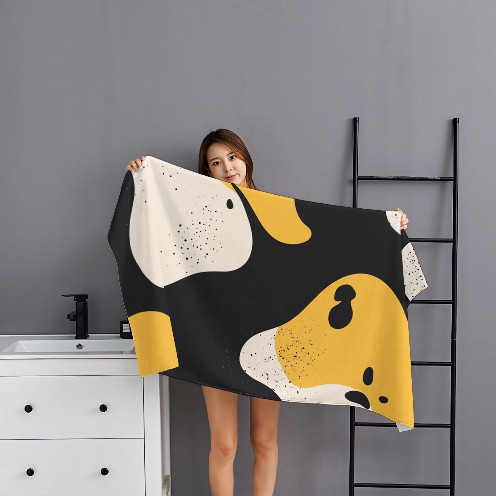 2 szt., bardzo duże 100 x 220 cm, czarny, szybkoschnący ręcznik z mikrofibry, bez piasku i plażowy, lekki podróżny, kompaktowy ręcznik kempingowy z torbą do przechowywania, chłonny, dla kobiet