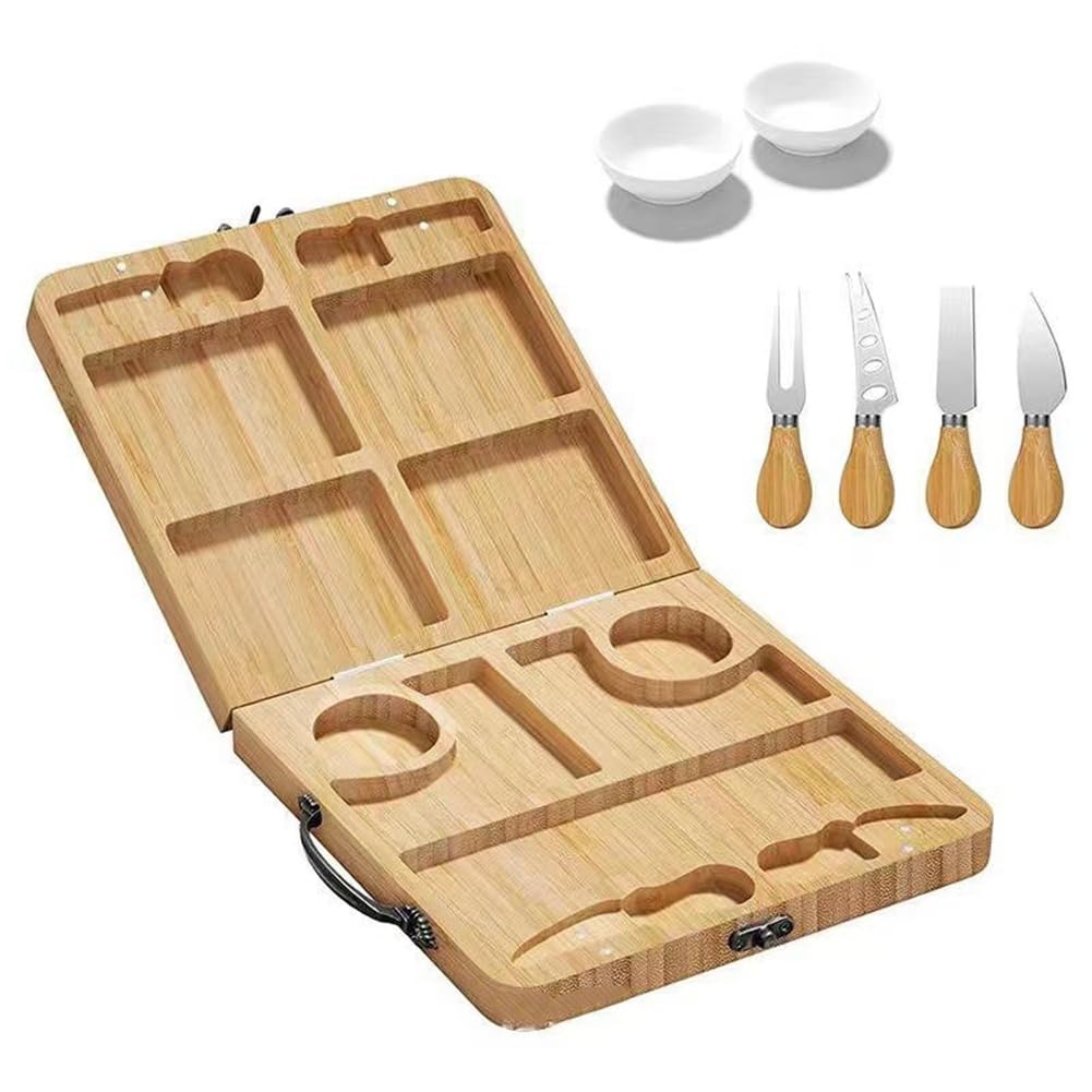 CTRLZS Cooked Cheese Cutting Board, Foldable Wood Cheese Board, Fruit Bread Cutting Board, Portable Snack Platter, Butter Board