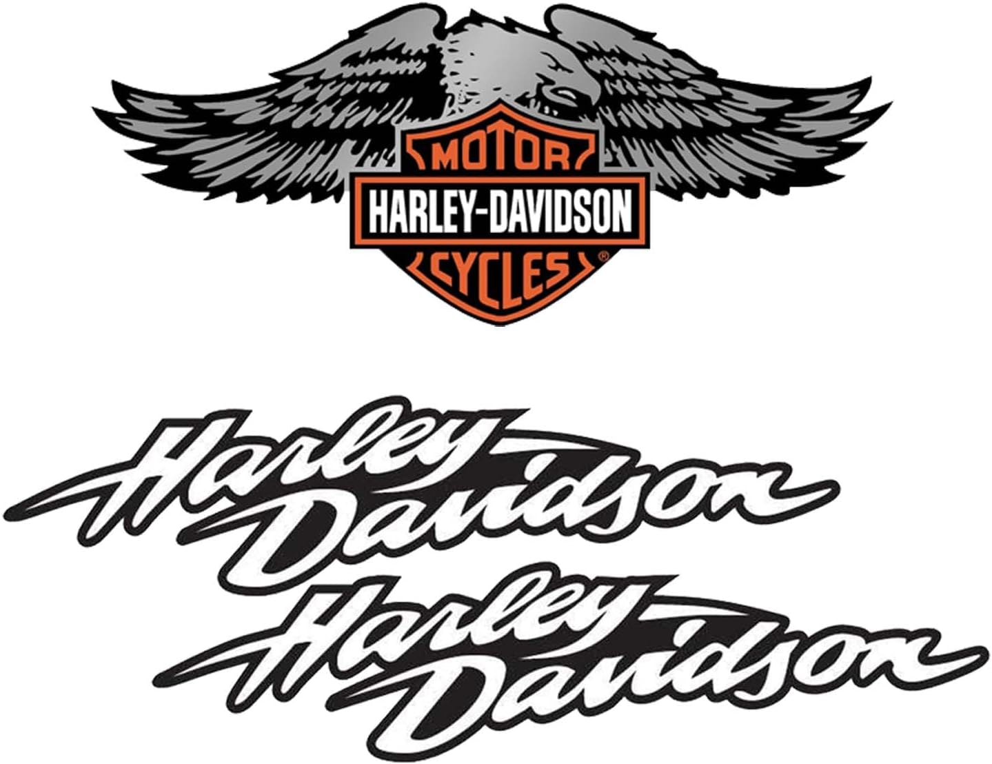 SUPER FABRIQUE Reflective Motorcycle Helmet Sticker Tribute to Harley Davidson - Eagle (3 Stickers)