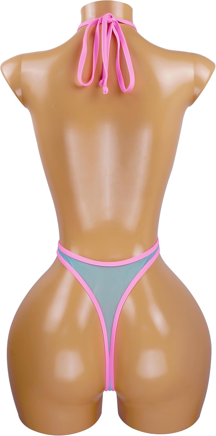 SHERRYLO Sheer One Piece Thong Swimsuit for Women Sexy Plunging See Thru Monokini High Cut Bodysuit Slutty Mesh Lingerie