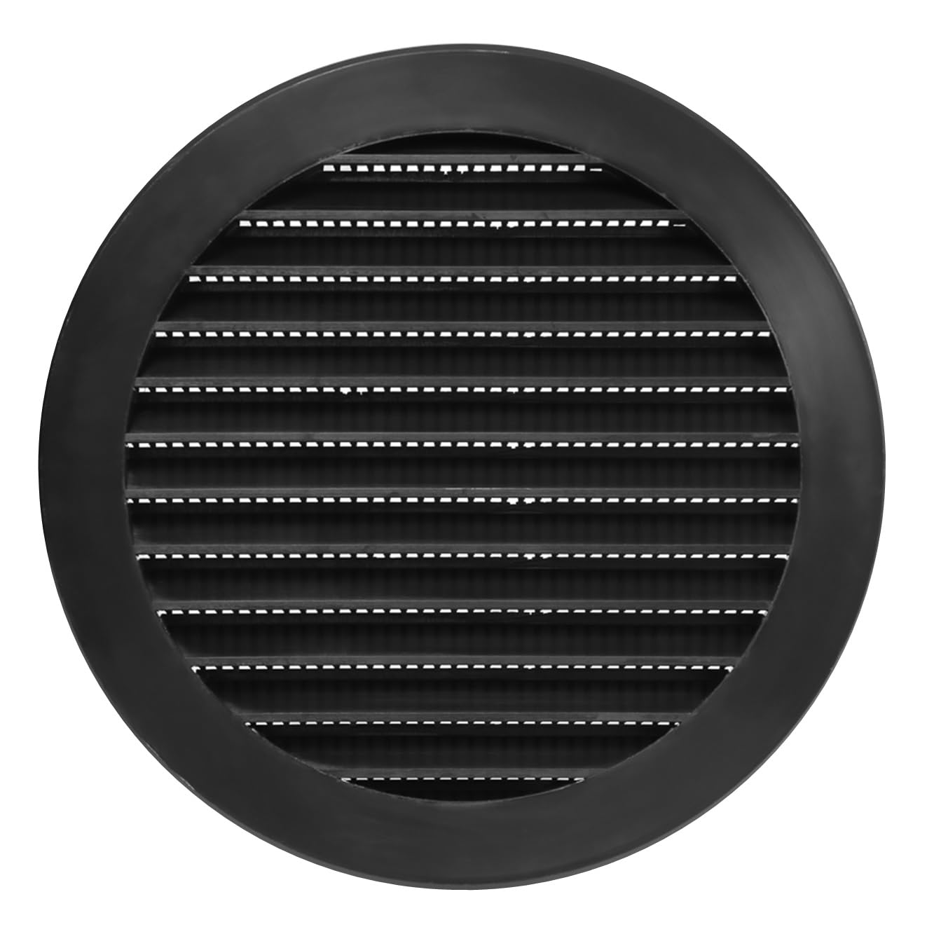 Prostko Ltd Black Round Air Vent Grille - 125Mm - With Flange And Fly Screen - Ventilation Duct Cover.