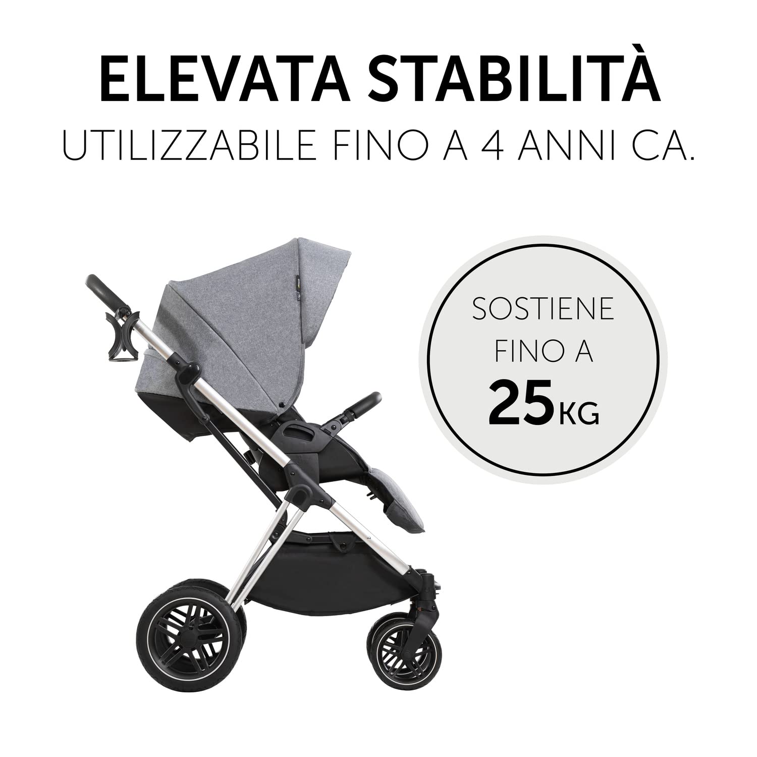 hauck Carrozzina Per Neonati Vision X Set - Passeggino e Navicella Neonato, dalla Nascita fino a 22 kg - Passeggino Reversibile con Coprigambe, Ruote di Gomma - Pieghevole e Compatto - Grigio Melange