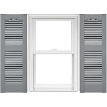 Mid America Open Louver 14.5 Inch Vinyl Shutters 1 Pair - 14.5 x 52 945 Platinum - Injection Molded Vinyl Construction with Wood Grain Finish