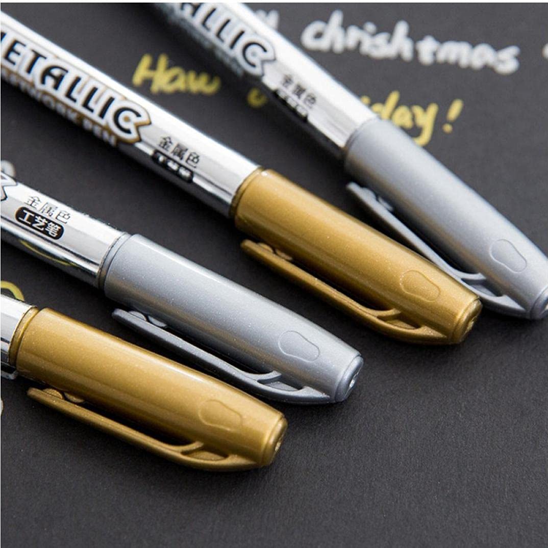 Amazon | 2pcs(ゴールド+シルバー)メタル防水永久ペイントマーカーペン