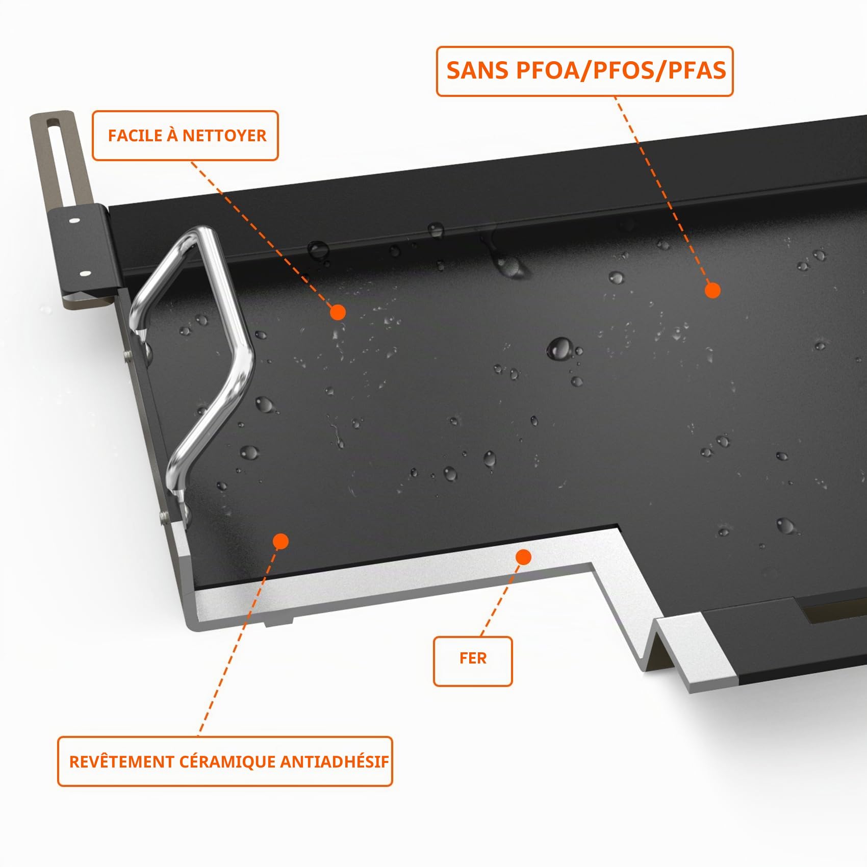 Onlyfire Plancha Universelle pour Weber Spirit/Spirit II Série 200 et 300, Genesis Silver B/C, Spirit 425/435 (2025) - Plaque de Barbecue Céramique Réglable (40,5-49 cm), Largeur 47,4 cm