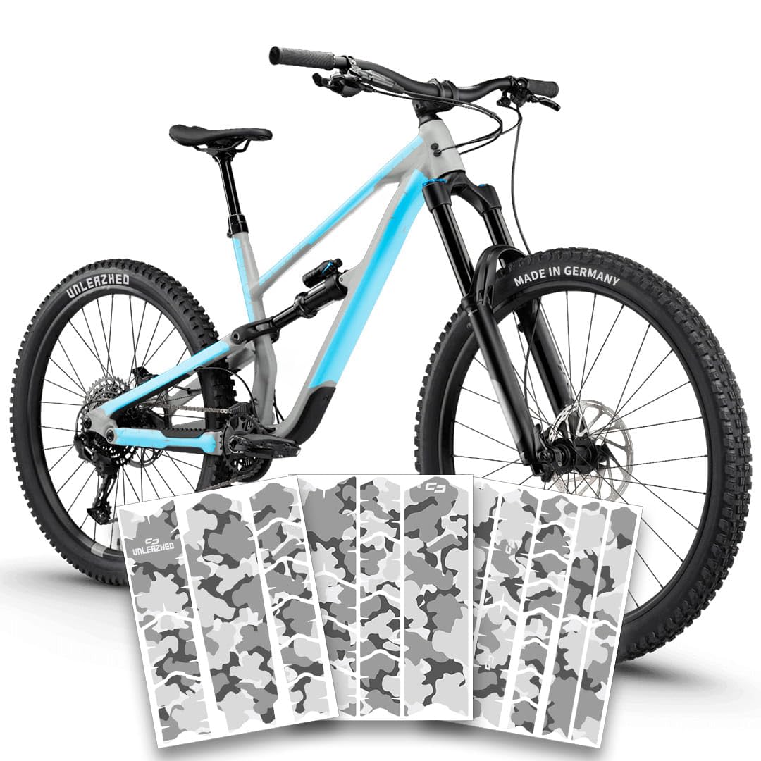 unleazhed Bike Protection BP01 MATT | Rahmenschutzfolie für Fahrräder| Made in Germany| E-Mountainbikes | 33 -teiliges komplett Rahmenschutz-Set