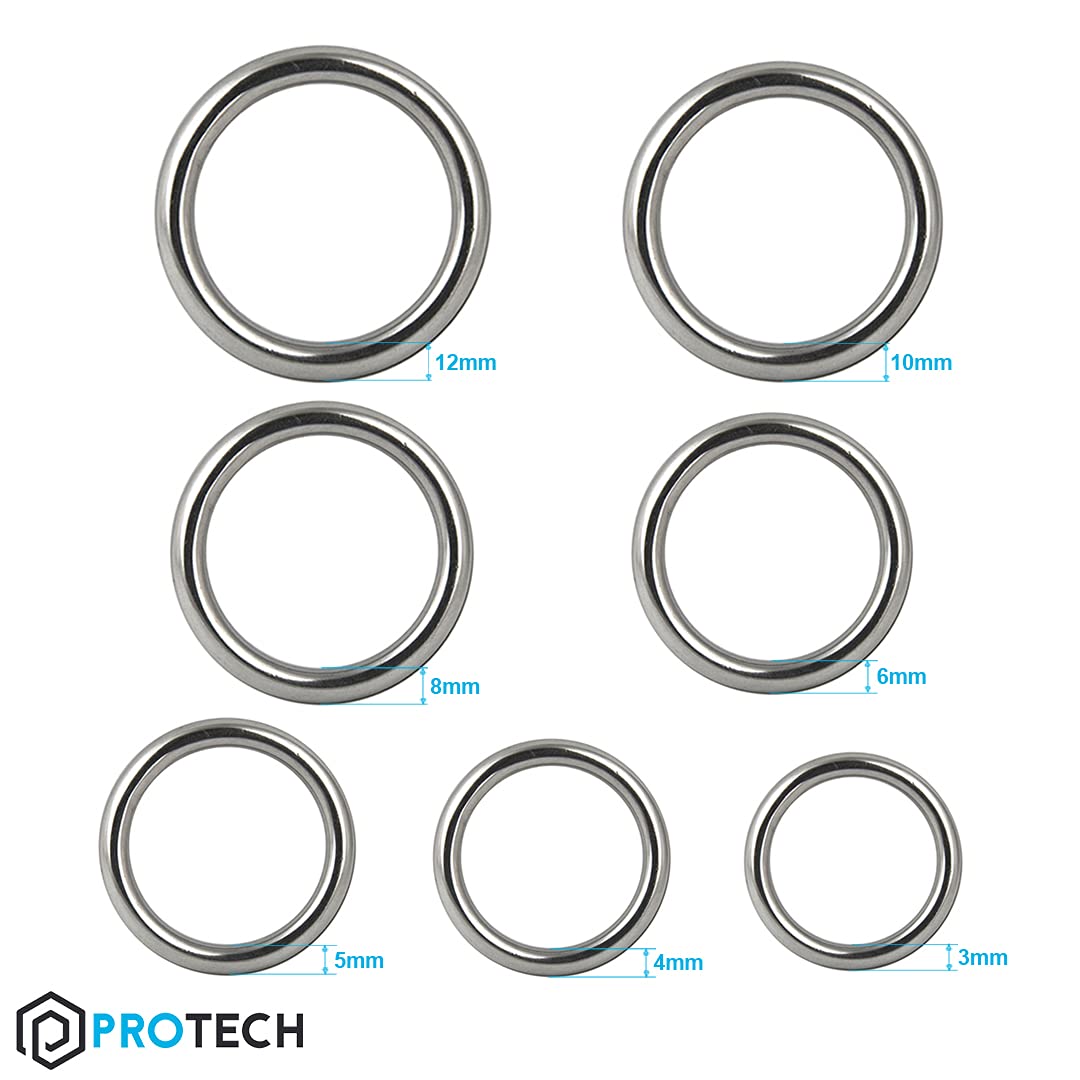 PROTECH 10 Stück O-Ring Edelstahlringe - Ring 12x70mm Rundringe aus rostfreiem Edelstahl A4 V4A geschweißt poliert Metallring