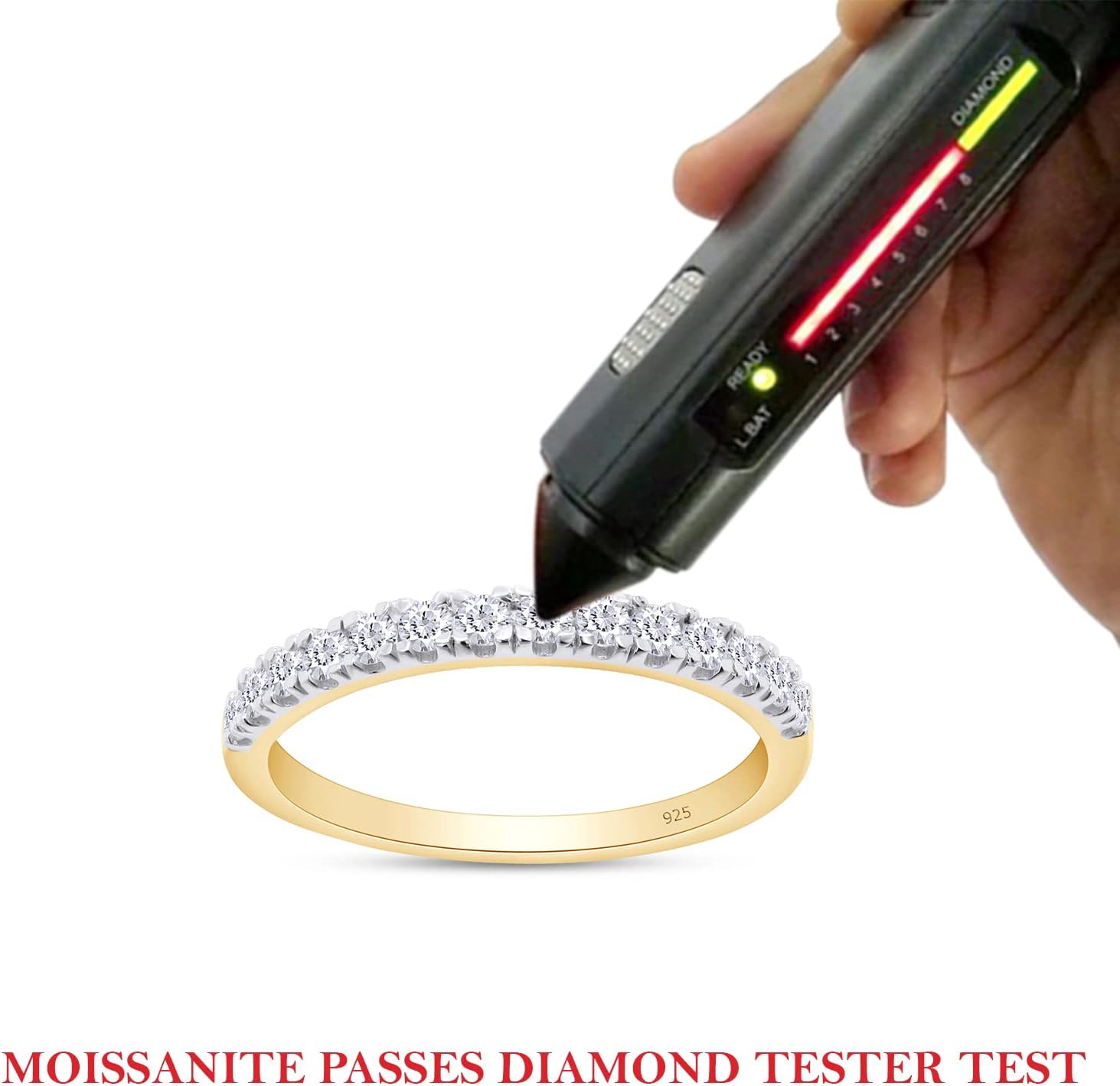 SAVEARTH DIAMONDS Moissanite Wedding Band, Wedding Rings for Women, 0.20 To 0.42 ct D Color VVS1 Lab Created Diamond Sterling Silver Rings Half Eternity Stackable Engagement Ring Anniversary Band