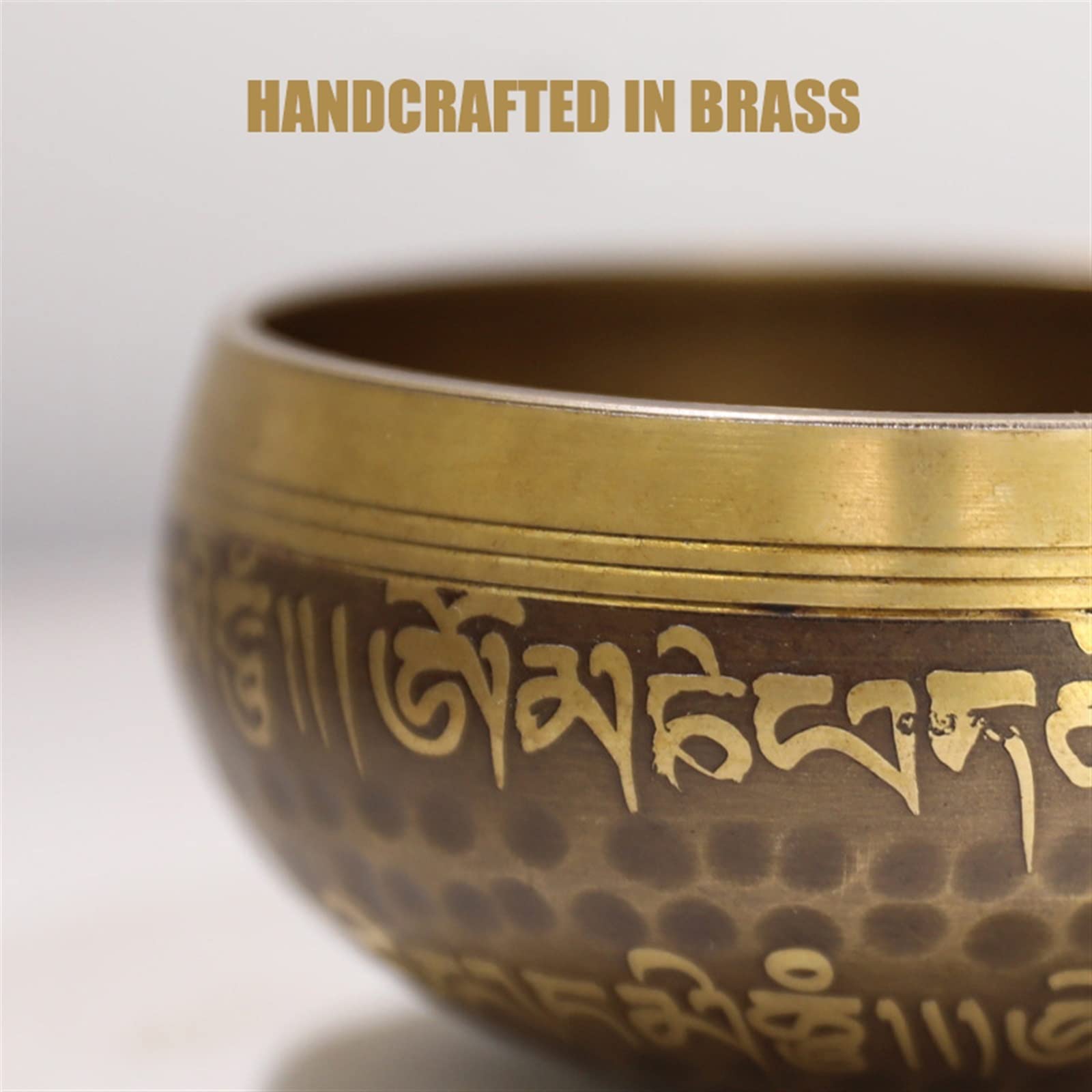 Campana tibetana, set di campane tibetane, con vassoio in seta e bastone in legno, calibro da 9 cm, questa ciotola per canto buddista, ideale per l'editazione dello yoga e la guarigione del suono