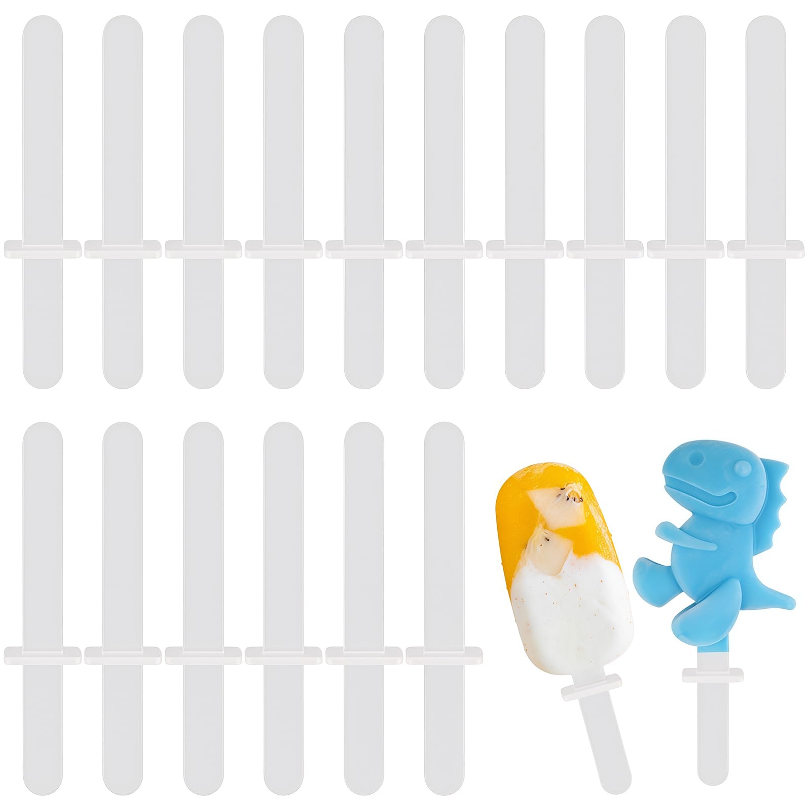 WMKGG 16 PCS Popsicle Plastic Sticks Reusable,Ice Pop Sticks