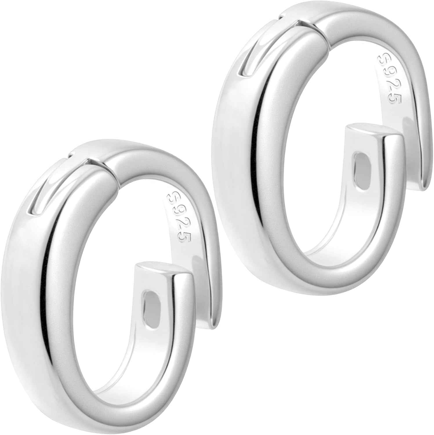 2pcs 925 Sterling Silver Oval Pendant Clasp, Hypoallergenic Jewelry Connector Fastener, Lobster Spring Clasp for Keychains Necklace Bracelet Jewelry Making