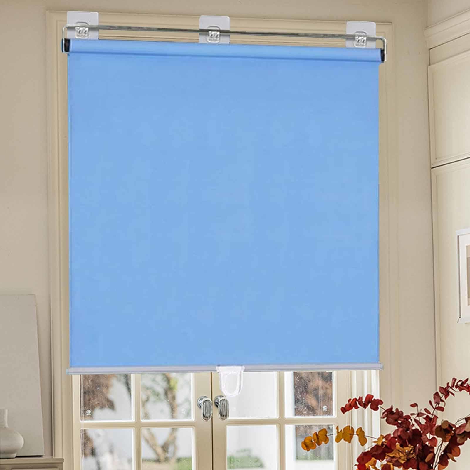 Dzhtuf Blue Suction Cup Roller Blinds,Blackout Roll Up Blinds,50Cm 60Cm 80Cm 90Cm 105Cm,Retractable Balcony Sunscreen Shades,Lightweight Cordless Curtains,Fabric Window Shades,-57X200cm/22X79in