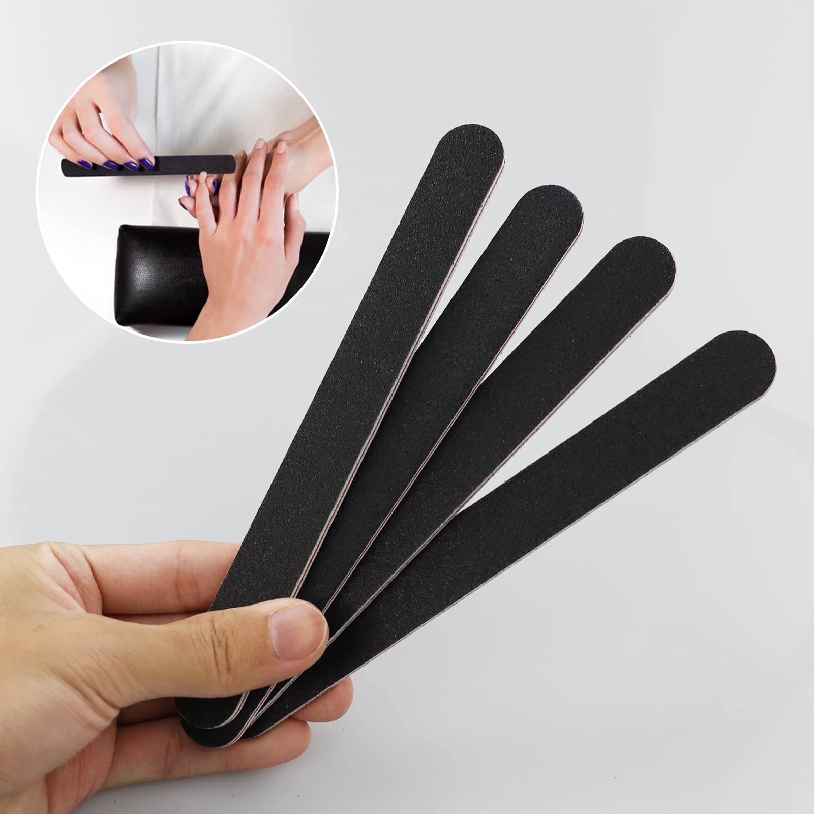 Professional Nail Files,20 PCS Double Sided Emery Board-Nail Buffer Files for Home,100/180 Grit, Black - Image 4