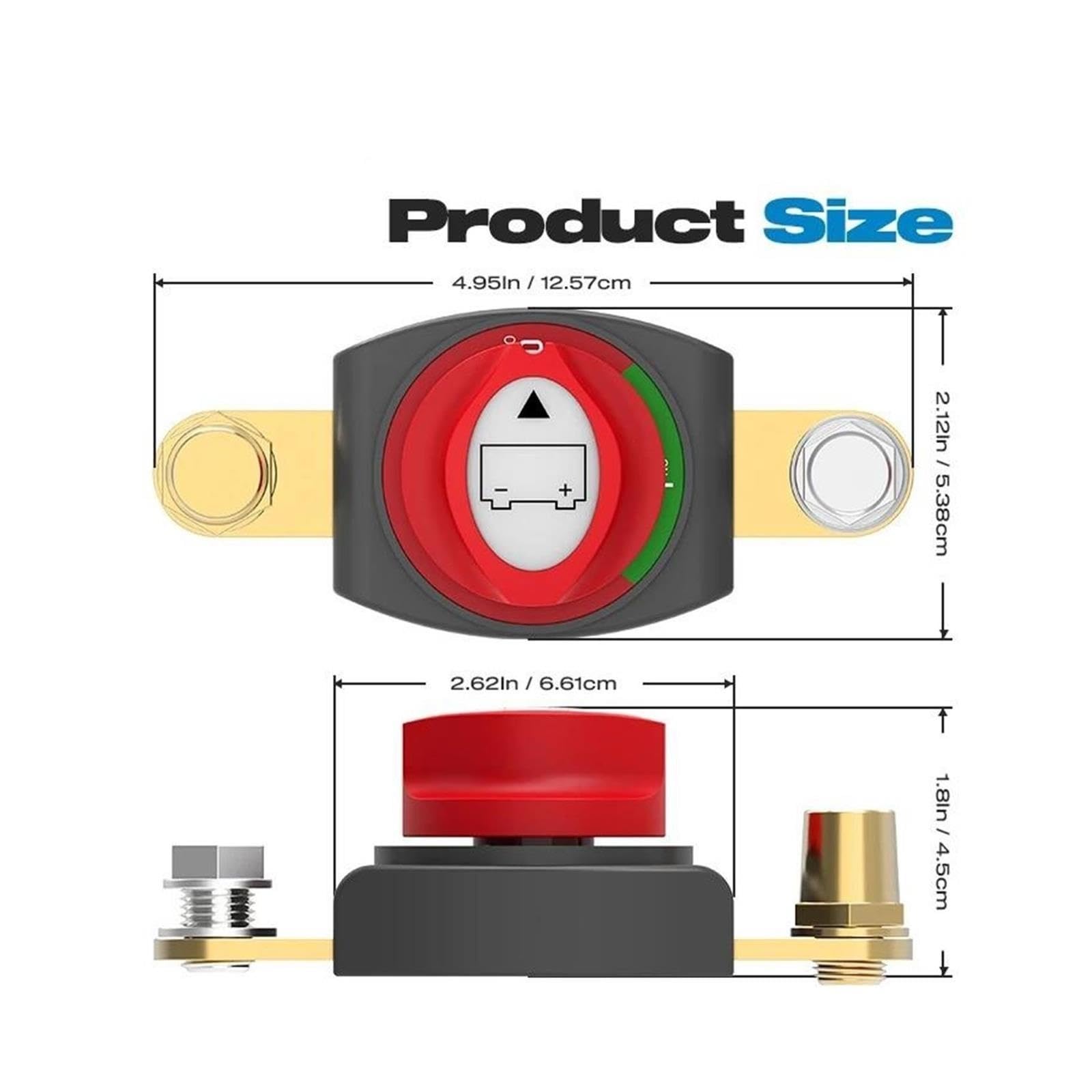 Interruttore batteria on/off da 275 A montante laterale con adattatore