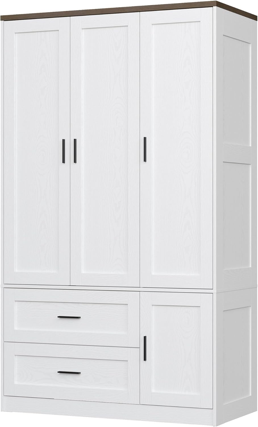 ANCTOR Freestanding Wardrobe Closet 70.6" H, Tall Armoire Wardrobe Closet 3 Doors with Hanging Rod, Drawers, Adjustable Cube Shelves and a Closed Cabinet Organizer Modern Bedroom Clothes Cabinet - Image 9