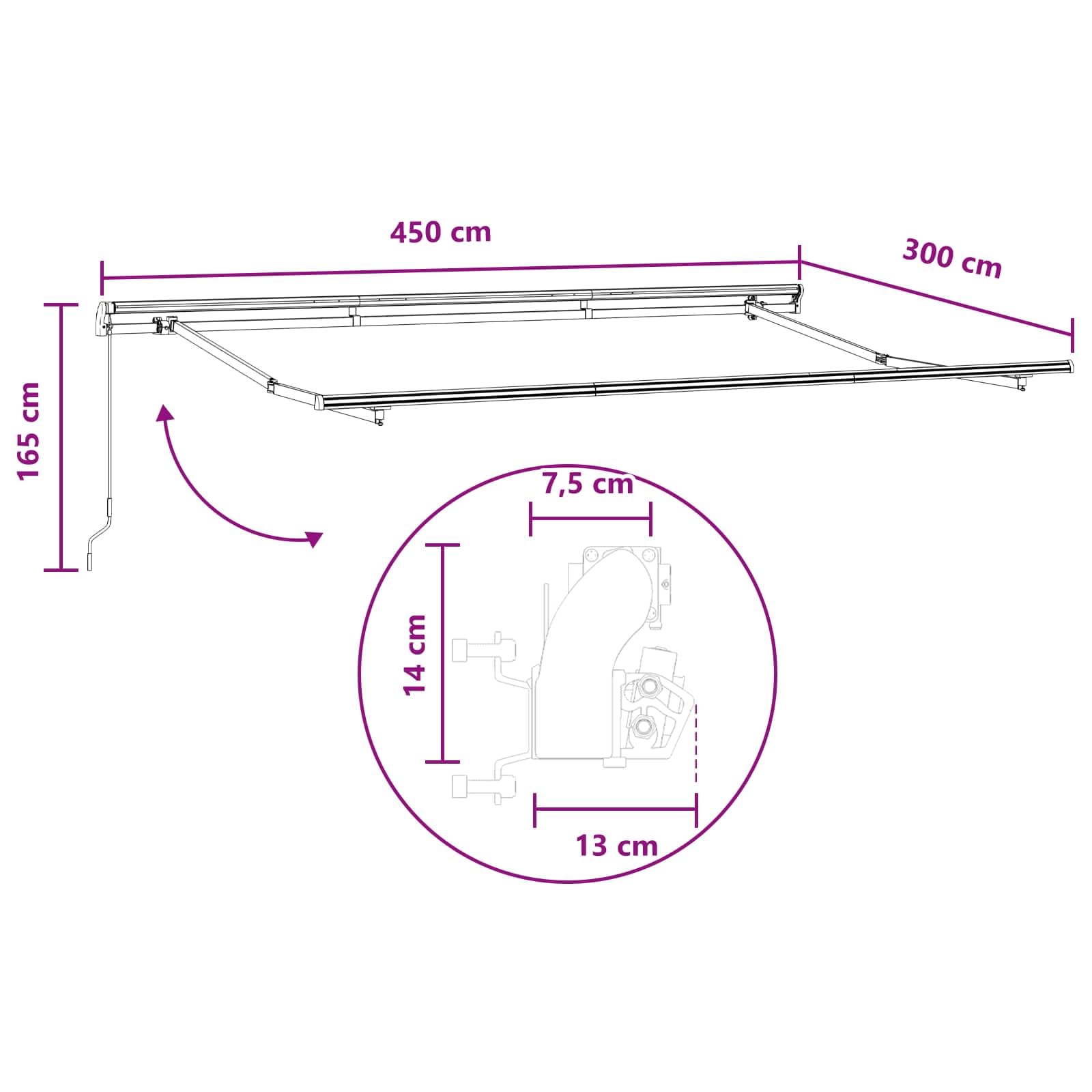Tenda da sole manuale, 4,5 x 3 m, con braccio articolato, per
