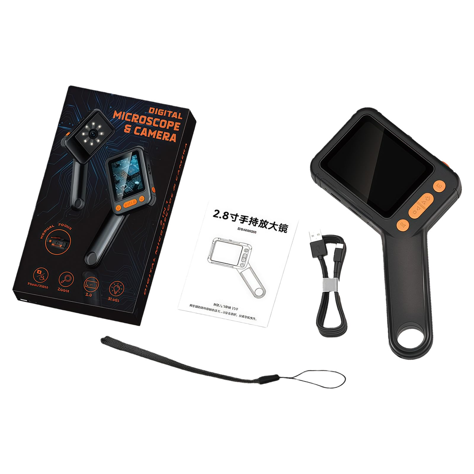 Educational Digital Microscope with 2.8 Inch Screen 1000X Magnification LED Light Adults Clear Screen Microscope