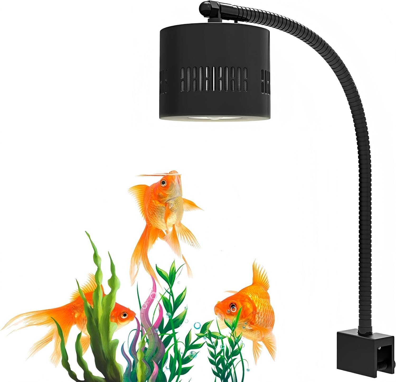 Lominie 80W LED Aquarium Light with Dimmer Remote, Full Spectrum Planted Tank Light for Freshwater Aquarium, Clip-On Fish Tank Lamp with 360° Gooseneck for 10-20 Gallon Refugium Cube Tank