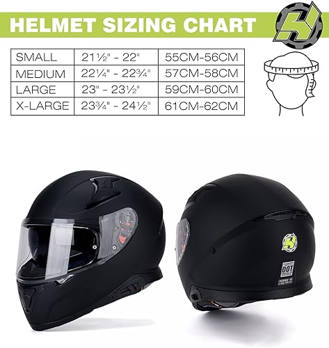 Miniatura 6 de Hax - Casco integral de motocicleta y de moto de calle con doble aleta trasera y Pinlock Ready, ligero y duradero para adultos, aprobado por el DOT