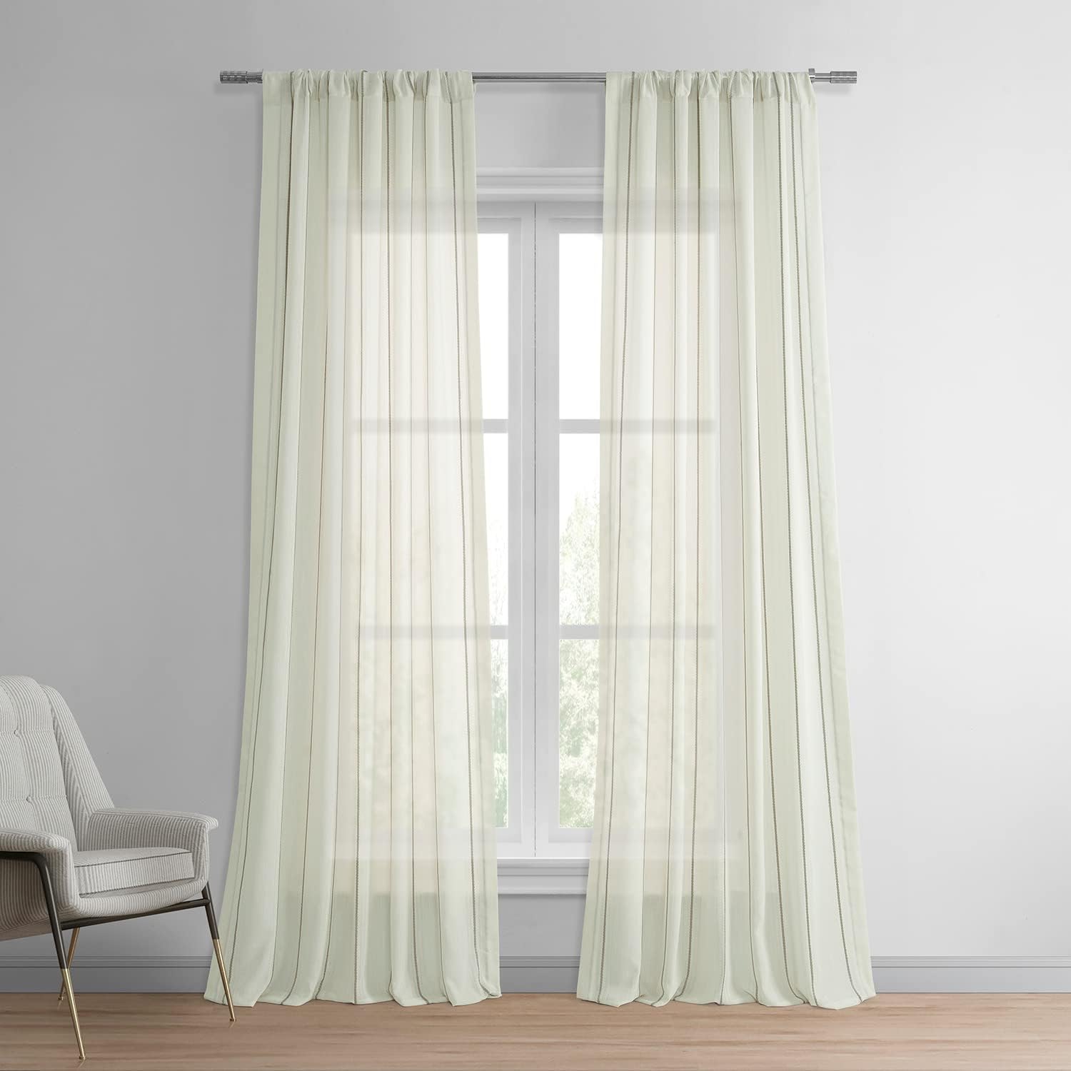 HPD Half Price Drapes Striped Linen Sheer Curtains for Living Room 50 X 108 (1 Panel), SHCH-HC66085-108, Aruba Gold