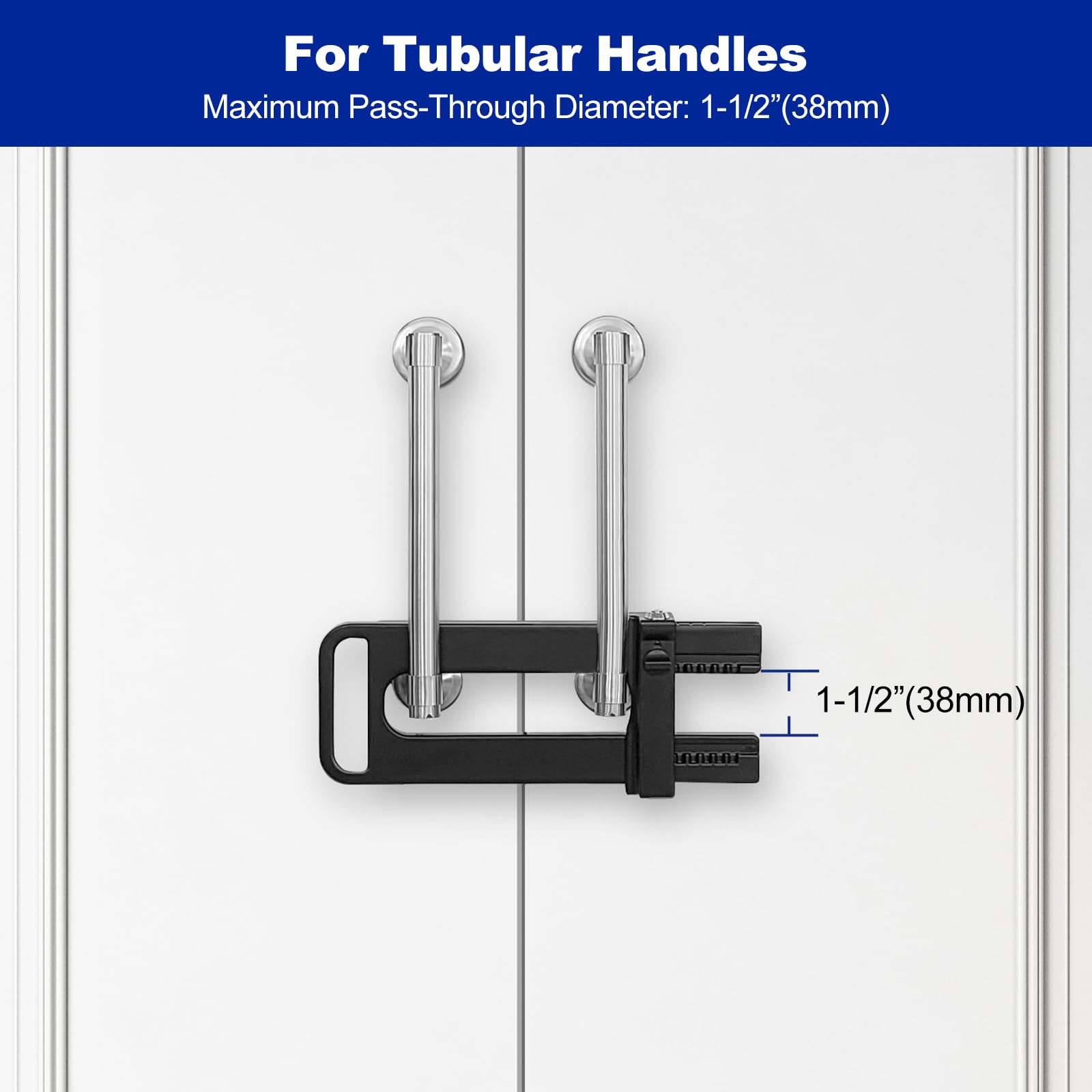 Dispositif de verrouillage à double porte, barrière de sécurité pour porte française, serrure de porte supplémentaire à clé pour portes avec double poignées/boutons/leviers, construction