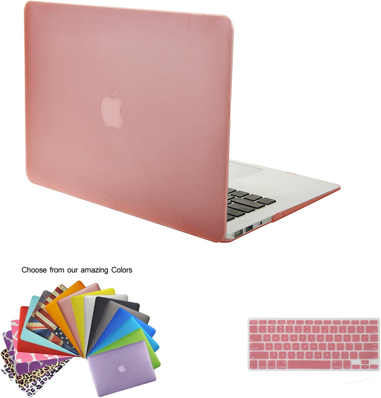 MacBook Air 13 Shell Case,TECOOL Plastic Hard Shell Bundle with Keyboard Cover for Apple MacBook Air 13.3 inch Model:A1466 and A1369 (Pink)