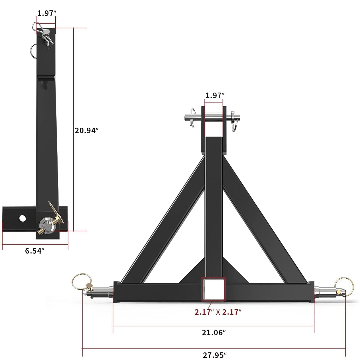 Enganche de remolque de 3 puntos con receptor de 2 pulgadas, para cuello de cisne de tractor, capacidad de 2000 libras, adaptador de brazo de remolque de enganche, apto para tractor agrícola