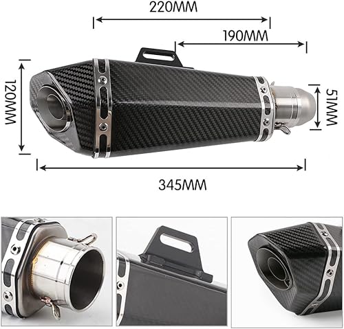 Miniatura 3 de PACEWALKER Silenciador de escape de motocicleta de fibra de carbono real de 1.496-2.008 in, silenciador universal de escape de motocicleta con DB