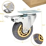 4 inch Heavy Duty Casters Rotary Bearing Casters with Brake, Swivel Caster for Furniture and Workbench, Set of 4, Load 1400lbs