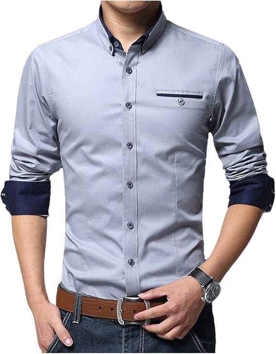 Amazon Co Jp ヴォンヴァーグ Yシャツ シャツ バイカラー タイト ボタンダウン スタイリッシュ カジュアル M Xl メンズ ファッション