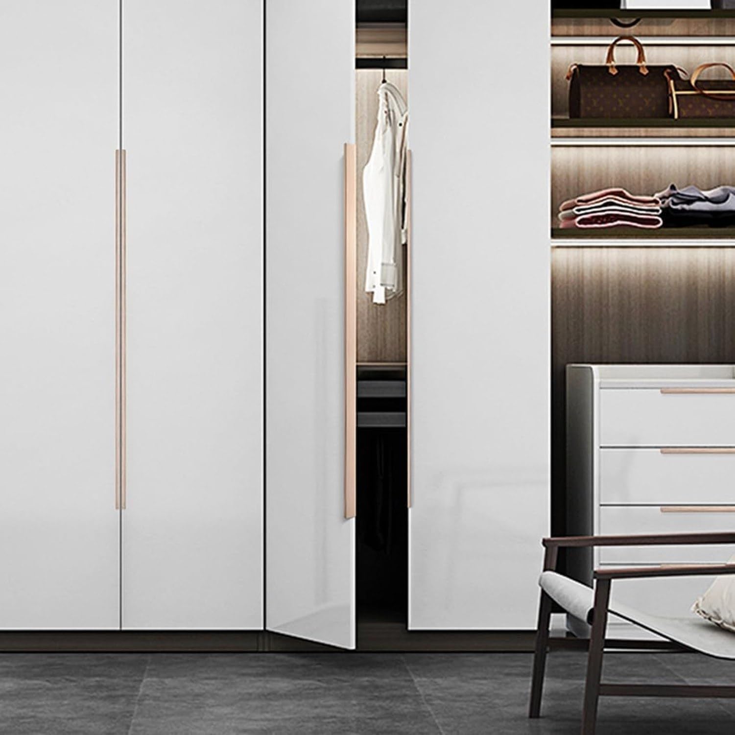 Verdeckte Schrank Griffe Bügelgriff Aluminium Gebürstet Silber Küchenschrank Möbelgriffe 2 Stück, Length 1200mm, Length 1200mm