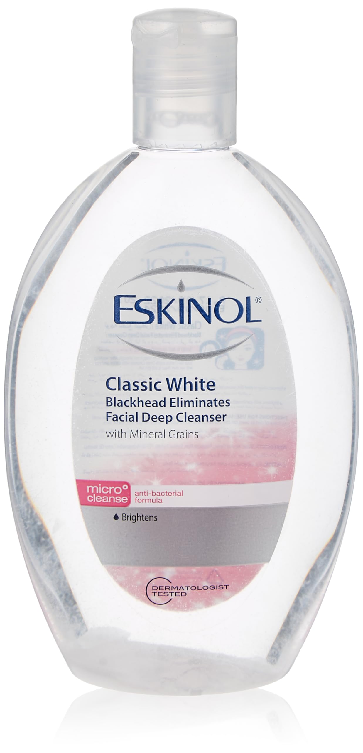 Eskinol Classic White Facial Deep Cleanser with Mineral Grains| Micro-Cleanse & Anti-Bacterial Formula Removes Dirt & Excess Oil| Skin Brightening Face Toner for Men & Women| 225 ml