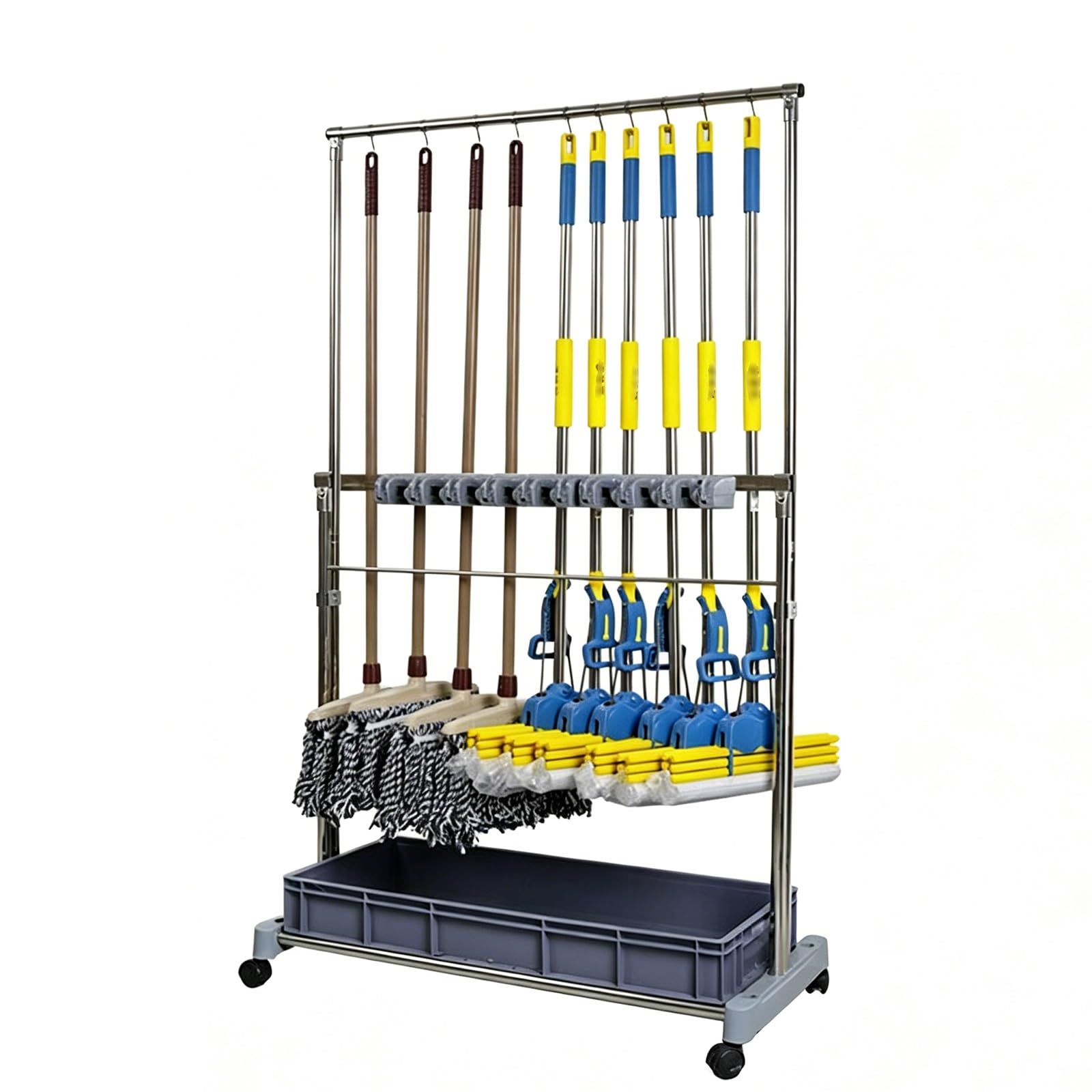 SARKEY Carro De Limpieza Móvil Colgador Escobas Y Fregonas,Móvil Soporte Escobas Mop Broom Holder,carro De Limpieza Profesional,Organizador De Herramientas De Limpieza(70x46x176cm(28x18x69in))